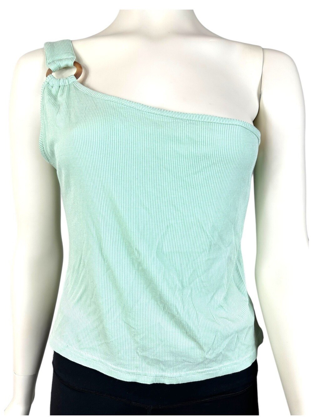 BB Dakota Just Ring It Tank Women's Large Ribbed One Shoulder Crop Top $49